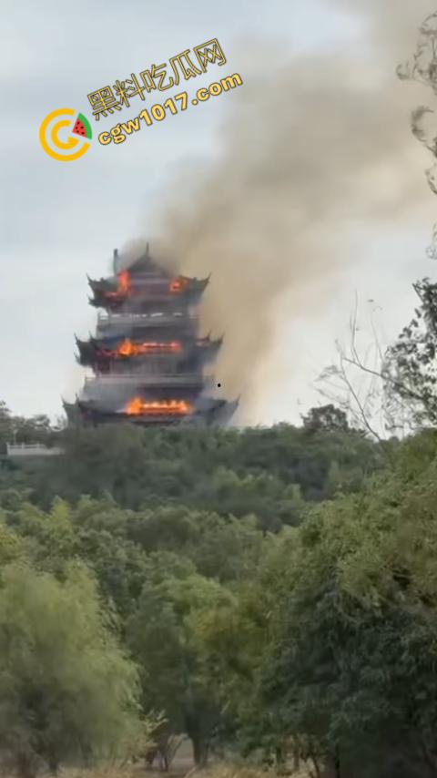 张家港凤凰山火焰翻腾:古寺在烈火中化为飞灰,黑烟滚滚,古建焦黑,无情怒火吞噬文化遗珍,可怕景象令人心碎-3